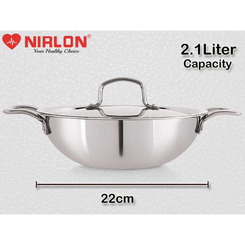 Nirlon Kadhai With Lid - 2100 mL/9 Inches media 3