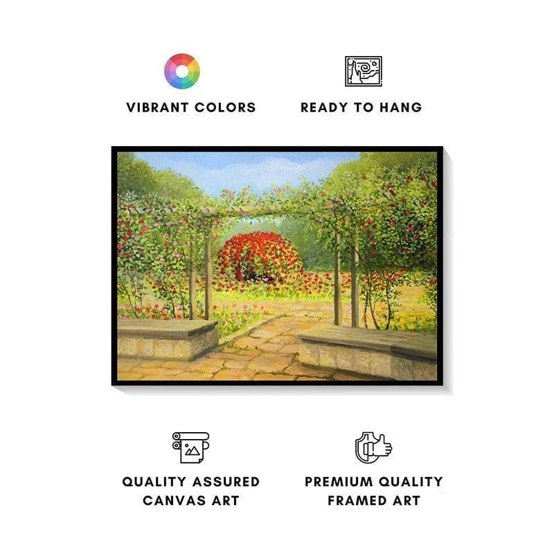 In The Rose Garden Canvas Wall Painting - Black Frame media 4