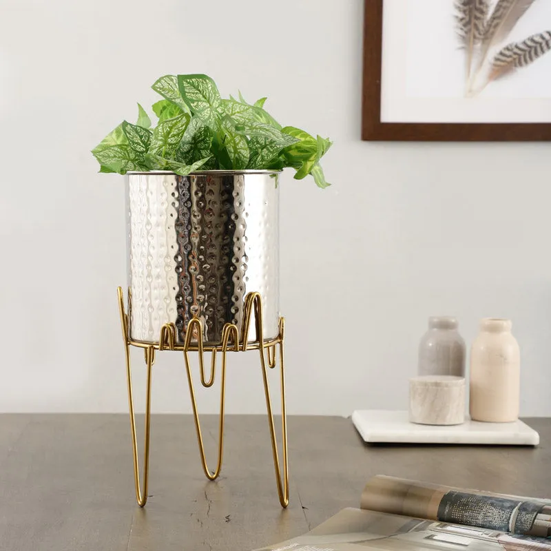 Retsa Stainless Steel Planter - Silver & Gold media 2