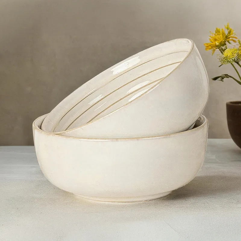 Lilyvein Porcelain Serving Bowl (Ivory/1000 mL) - Set Of Two media 1