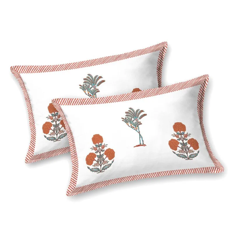 Ethnic Aura Cotton Bedsheet (Peach,White) - 120 TC media 3