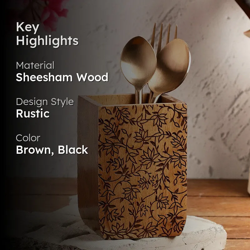 Sora Wood Cutlery Holder media 2
