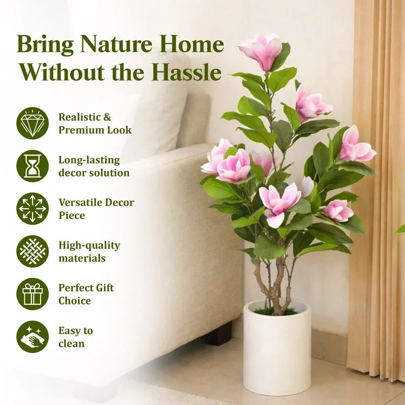 Bloom Grace Magnolia Artificial Plant With Black Plastic Pot - 91 cm (3 ft) media 10