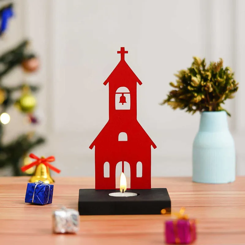 Steaple Of Light Wood Tea Light Holder - Red media 5