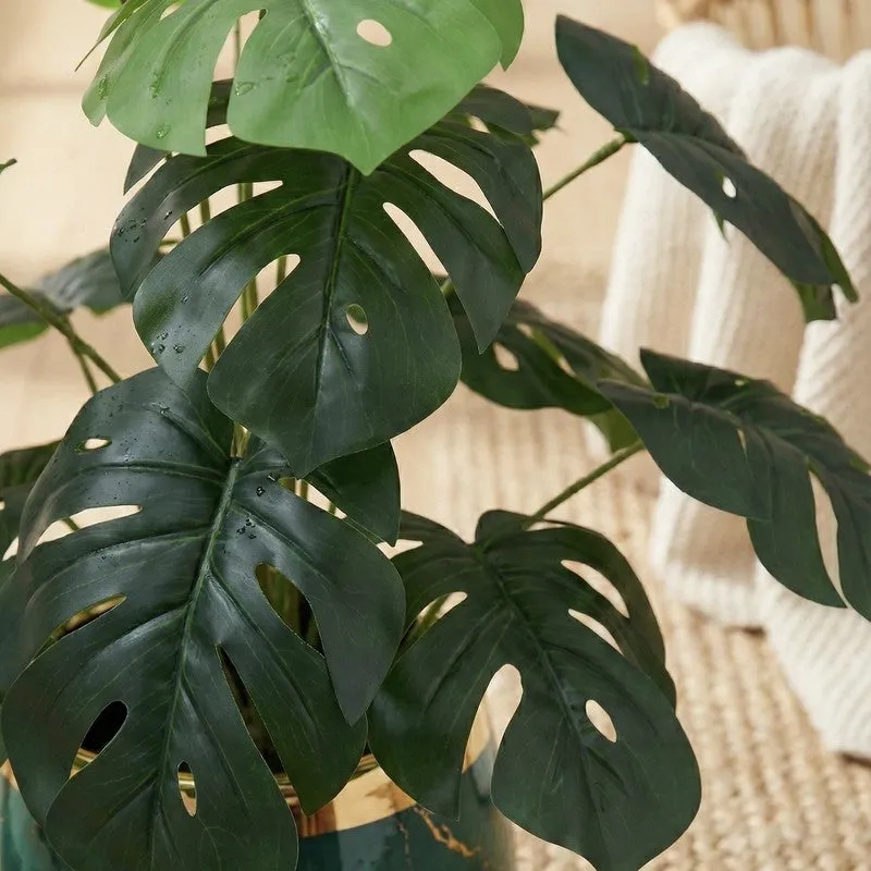 Botaniq Artificial Green Monstera Plant With Black Plastic Pot - 2.5 ft media 5