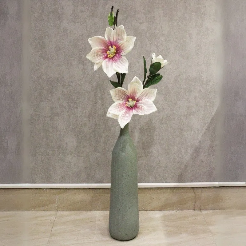 Artificial Magnolia Flower Stick - Pink,Green media 3