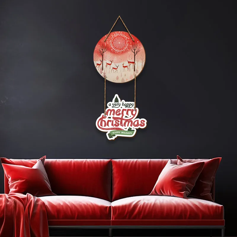 Merry Hooves & Snowflakes Christmas Wood MDF Wall Hanging media 4