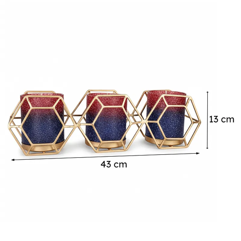 Suzette Triple Votive (Blue & Red) media 6