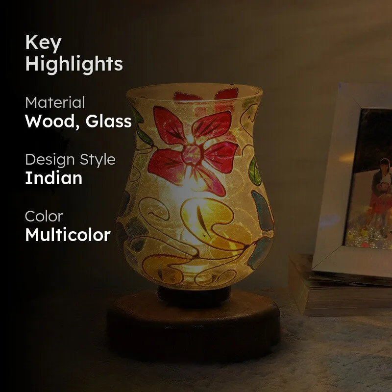 Pristella Mosaic Glass Table Lamp With Wooden Base - Multicolor media 2