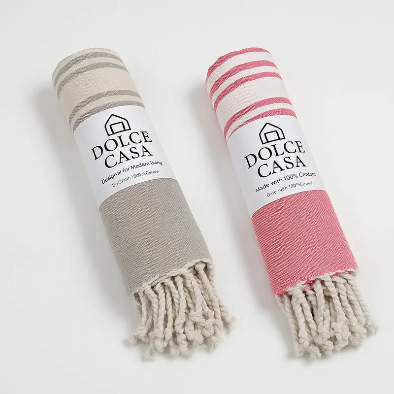 Loomera Striped Cotton Bath Towels (Pink & Beige) - Set Of Two media 7