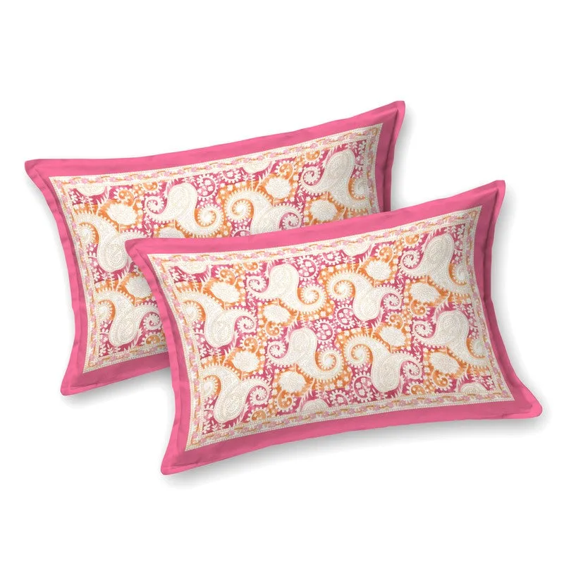 Mango Muse Cotton Bedsheet (White,Pink) - 180 GSM media 6