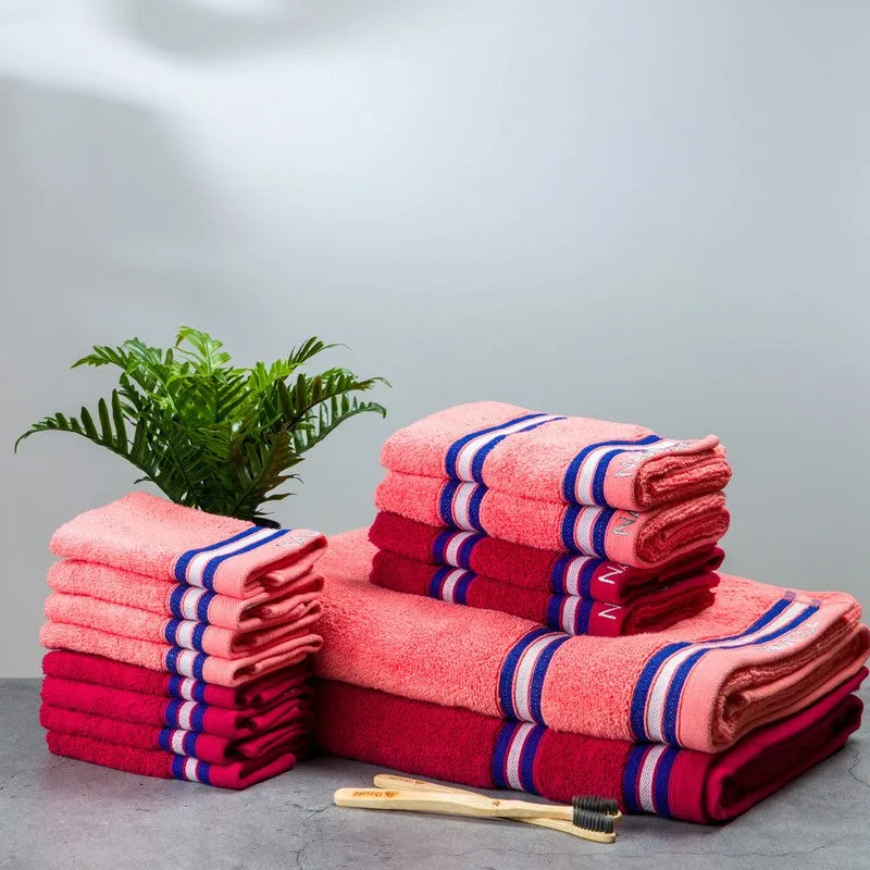 Nautica Dove Down Cotton Towel Set (Red & Coral) - Fourteen Piece Set media 1