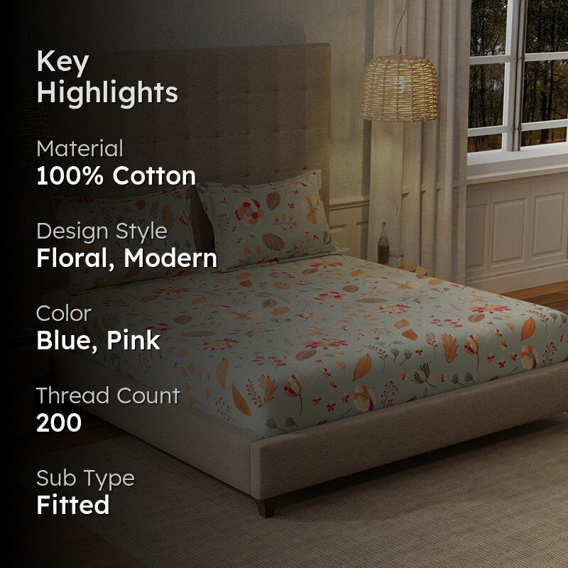 Urban Space Florence Grey Cotton Bedsheet - 200 TC media 2