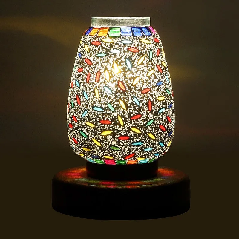 Flazora Glass Table Lamp With Wooden Base - Multicolor media 7