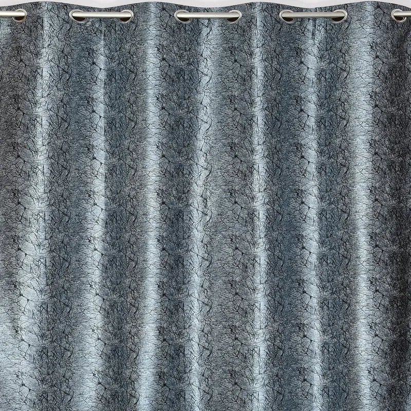 SoftFall Printed Curtains (Grey) - Set Of Two media 4