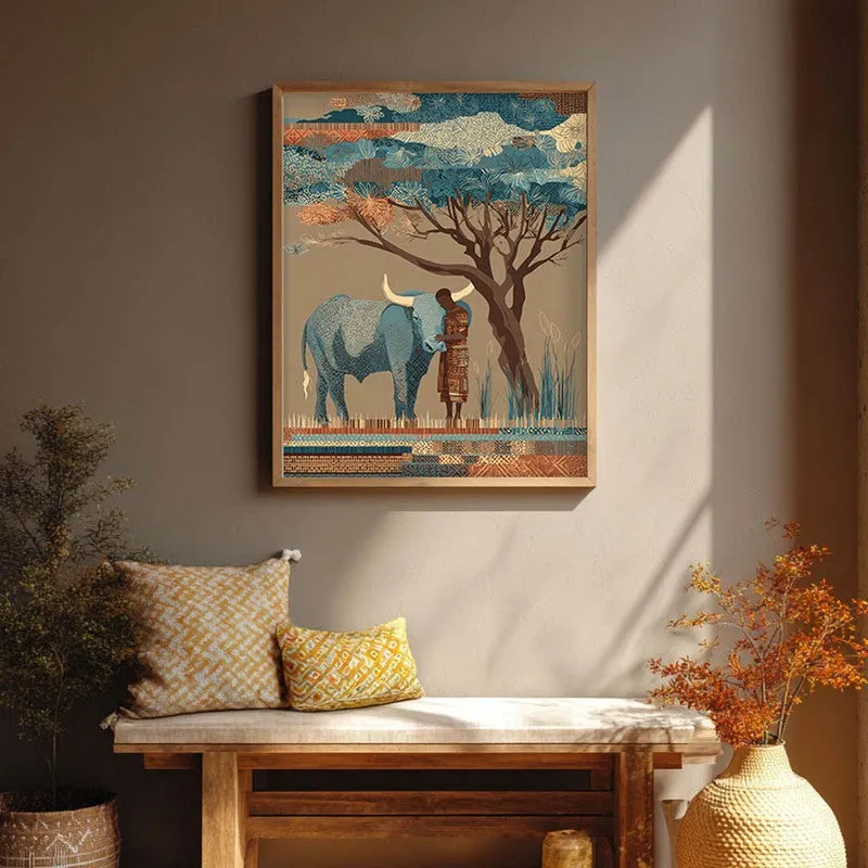 Prakriti Canvas Wall Painting With Brown Frame media 7