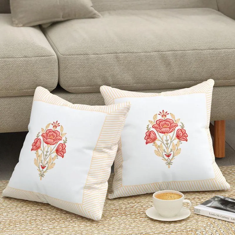 Kesar Kali Jaipuri Block Print Cushion Cover - Set Of Two media 1