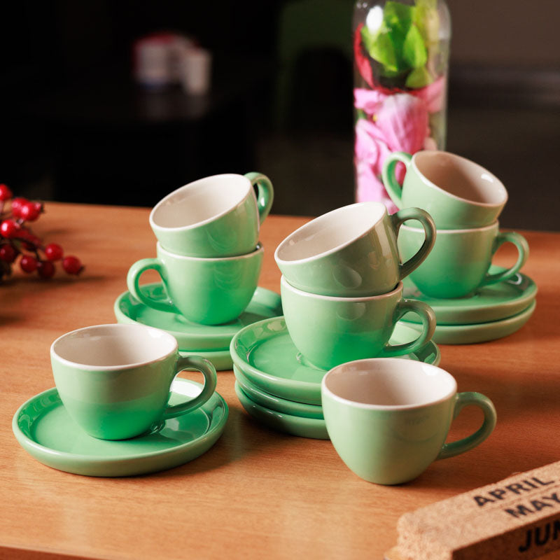Blush & Brew Cup &Saucer (Mint/100 mL) - Sixteen Piece Set