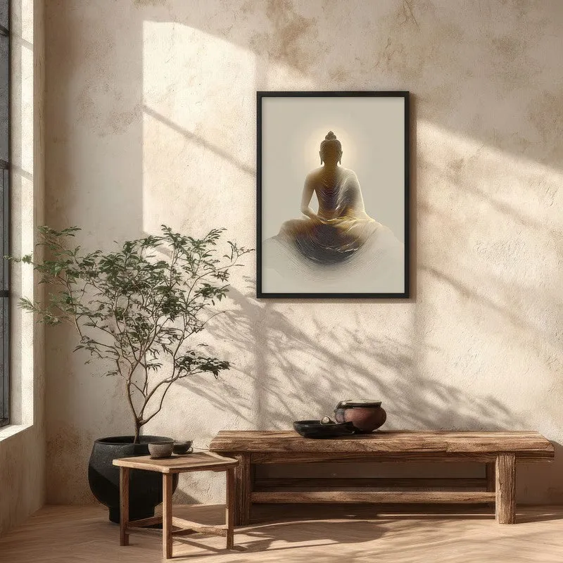 Buddha Seated in Radiance Archival Paper Wall Painting With Black Frame media 5