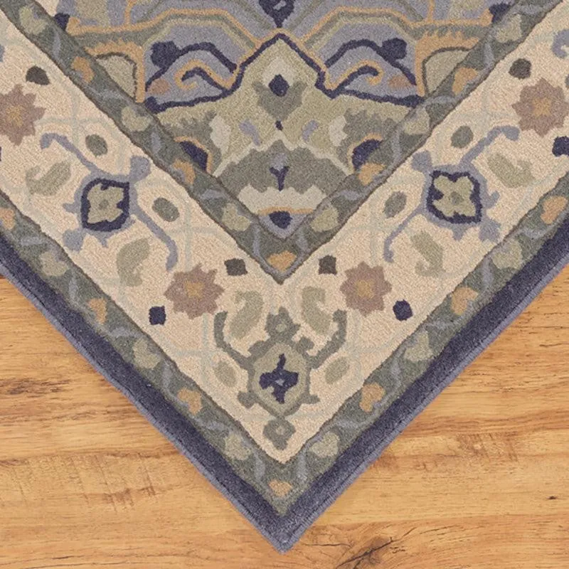 Pavati Hand Tufted Ethnic Wool & Nylon Carpet - Blue media 7