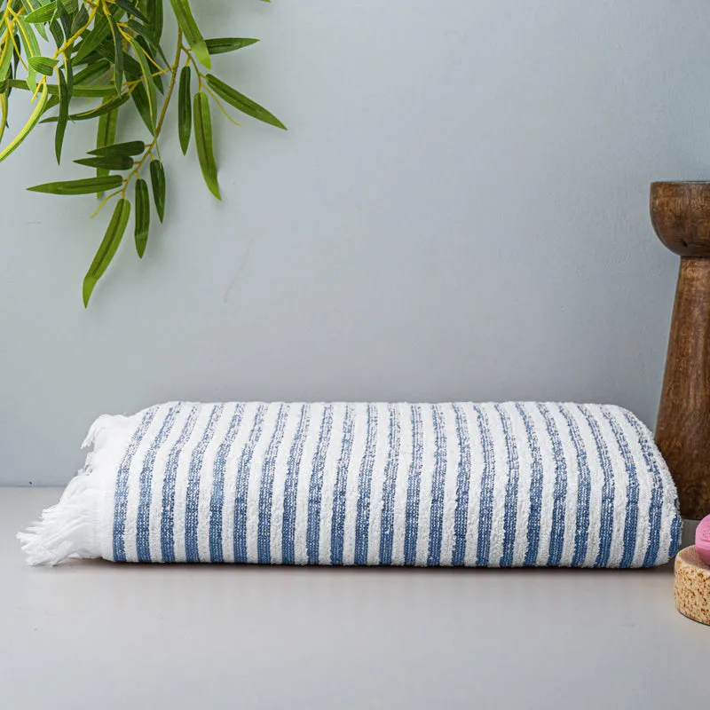 Micro Cotton LuxeDry Striped Comfort Bath Towel - Blue & White media 4
