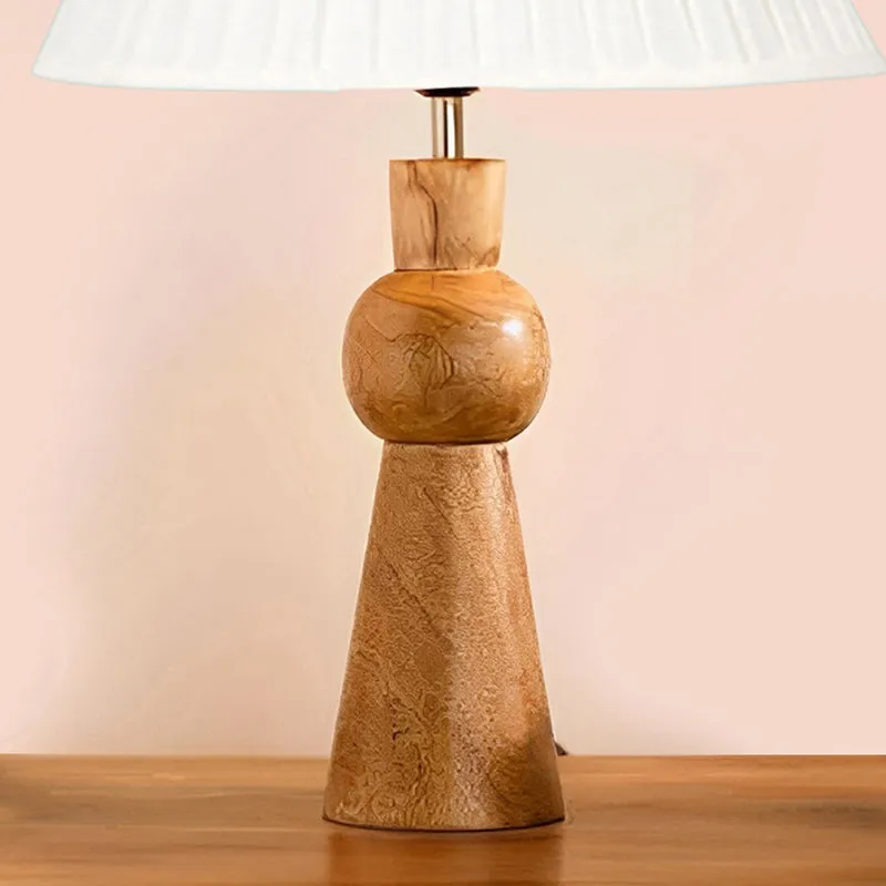 Angler Grace Pleated Wooden Table Lamp - White,Brown media 3