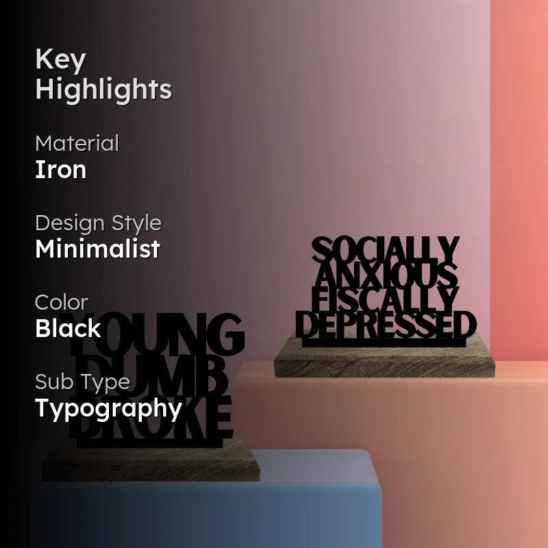 Youthful Dilemmas Typography Showpiece - Set Of Two media 2