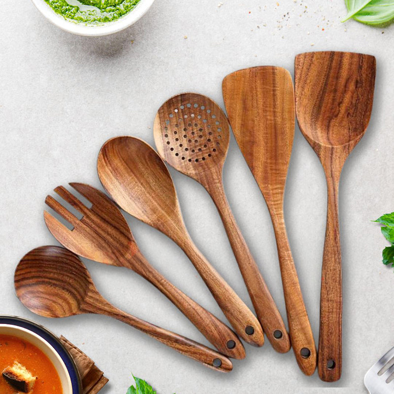 Veneera Sheesham Wood Serving Spoon - Six Piece Set image 6