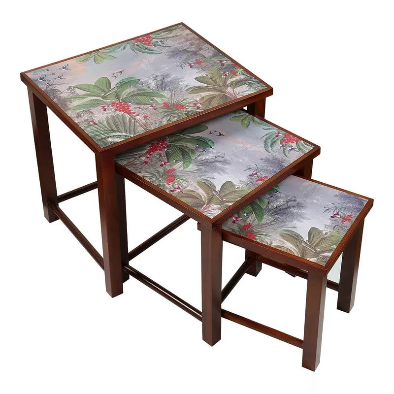 India Circus Teak Wood Tropical View Nesting Stool - Set Of Three media 4