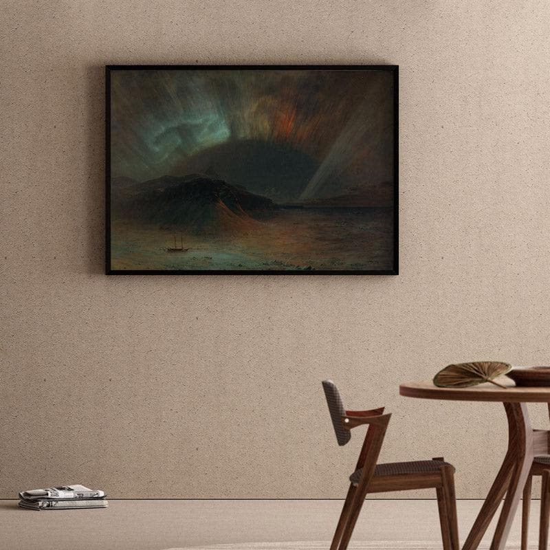 Aurora Borealis Canvas Wall Painting - Black Frame