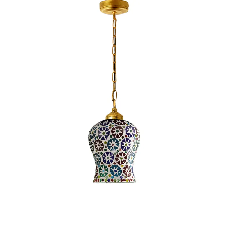 Mosaic Petals Metal & Glass Ceiling Lamp media 4