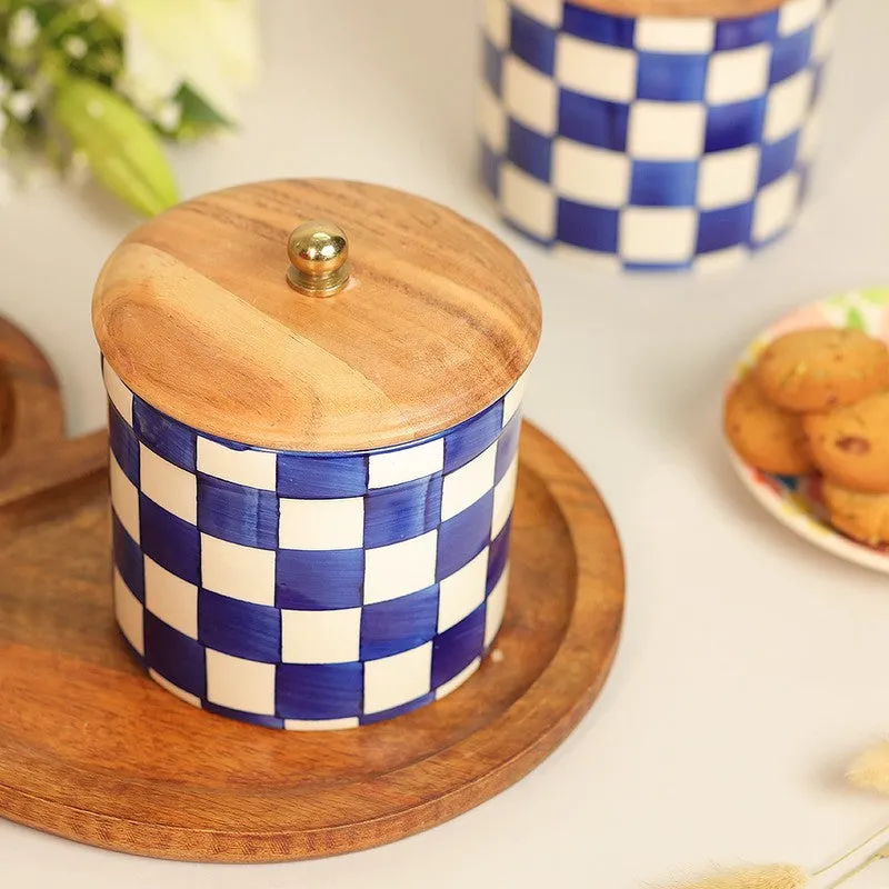 Cairo Check Ceramic Jar (1000 mL Each) - Set Of Two media 1