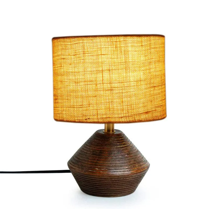 Yami Wooden Table Lamp With Jute Shade - Yellow,Brown media 3