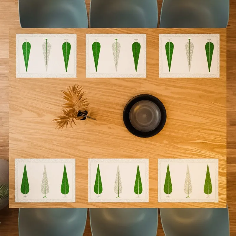 Tropical Leaf Cotton Table Mat (Green) - Set Of Six media 3