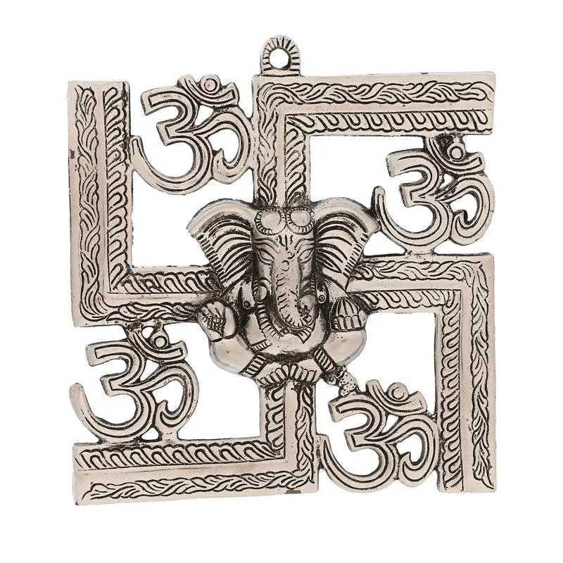 Swastika Om Religious Metal Wall Accent - Silver media 3