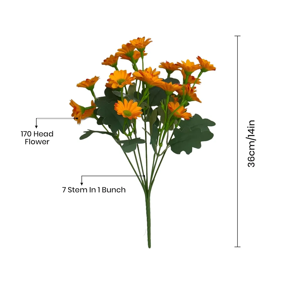 Azure Daisy Artificial Flower (Orange) - Set of Two media 8
