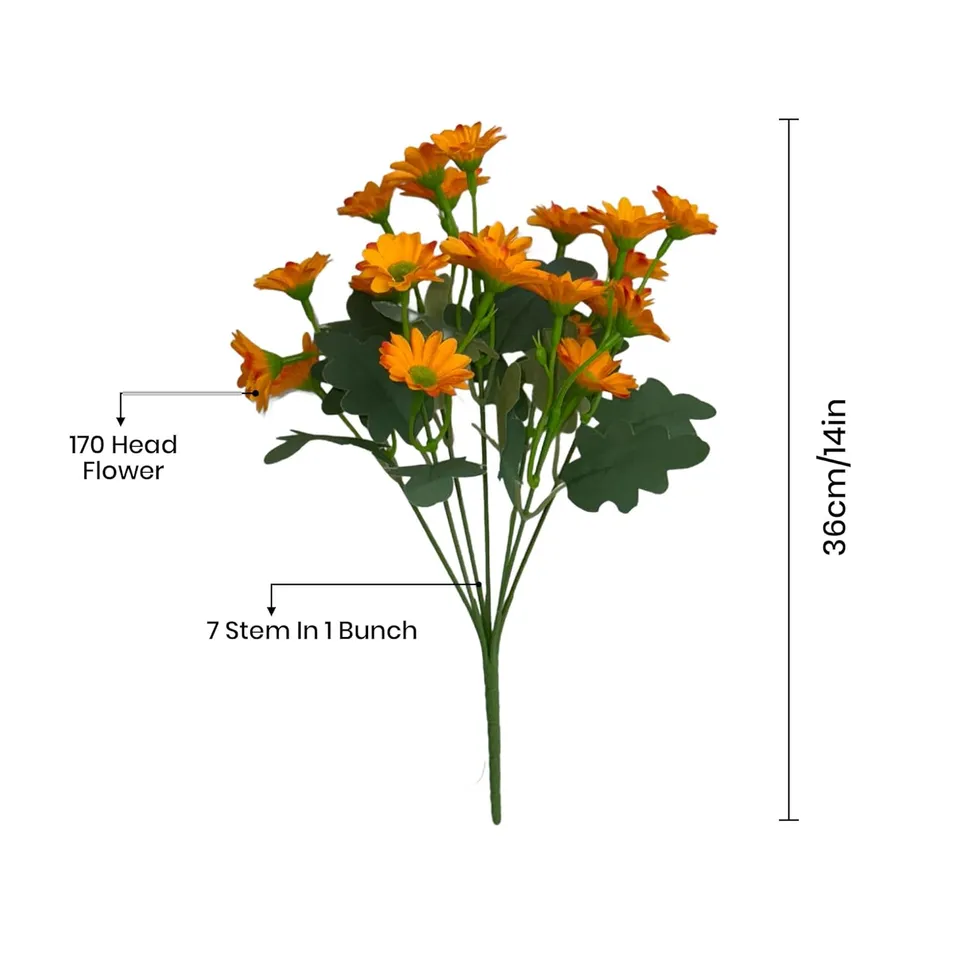Azure Daisy Artificial Flower (Orange) - Set of Two media 8