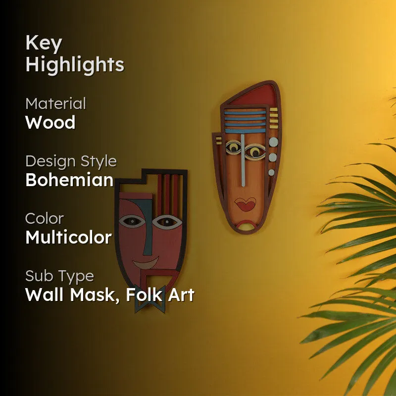 Rachelce Mask Wooden Wall Accent - Set of Two media 2