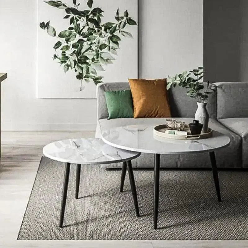 Atelier Blanc Accent Table with Marble Top (Black & White) - Set Of Two media 1