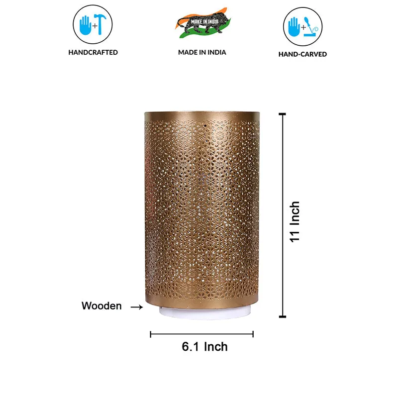 Navya Metal Table Lamp With White Base - Gold media 5