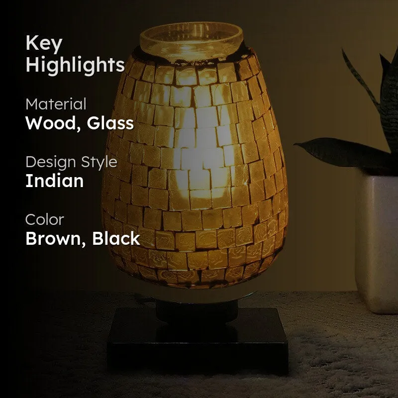 Prismate Mosaic Glass Table Lamp With Wooden Base media 2