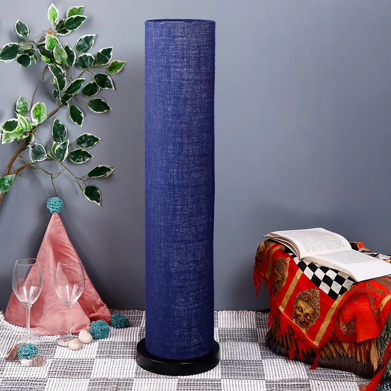 Camia Wooden Tower Floor Lamp With Jute Shade - Blue media 3