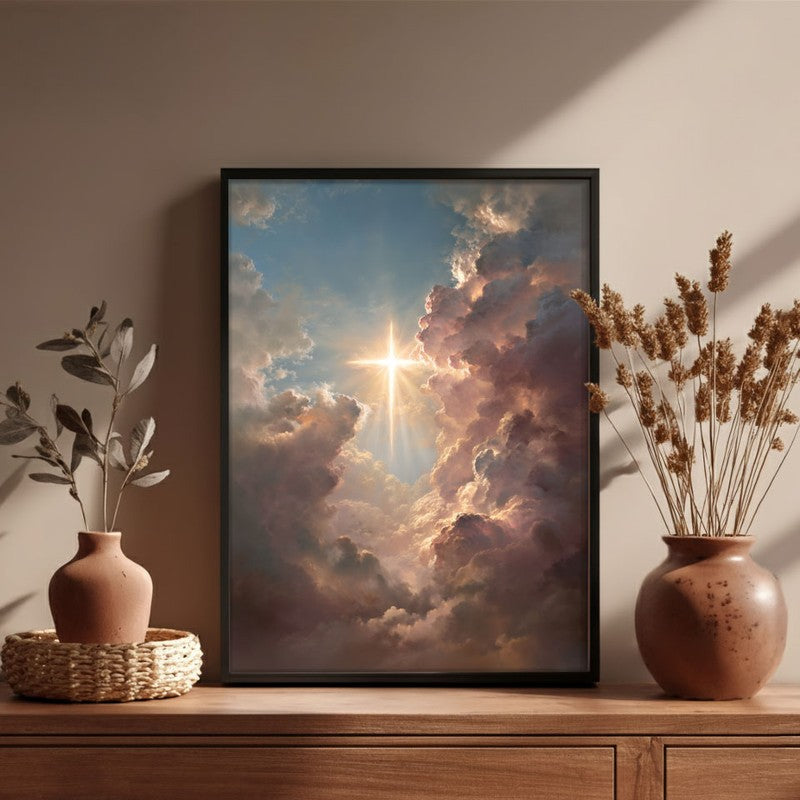 Celestial Sky Archival Paper Wall Painting With Black Frame media 4