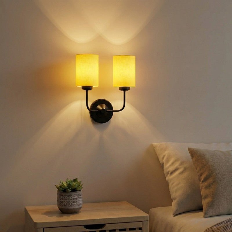 OrganicGlow Twin Cotton Wall Lamp - Yellow