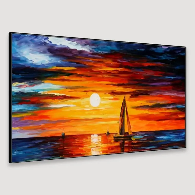 Sailing Into Sunset Canvas Wall Painting With Frame media 5