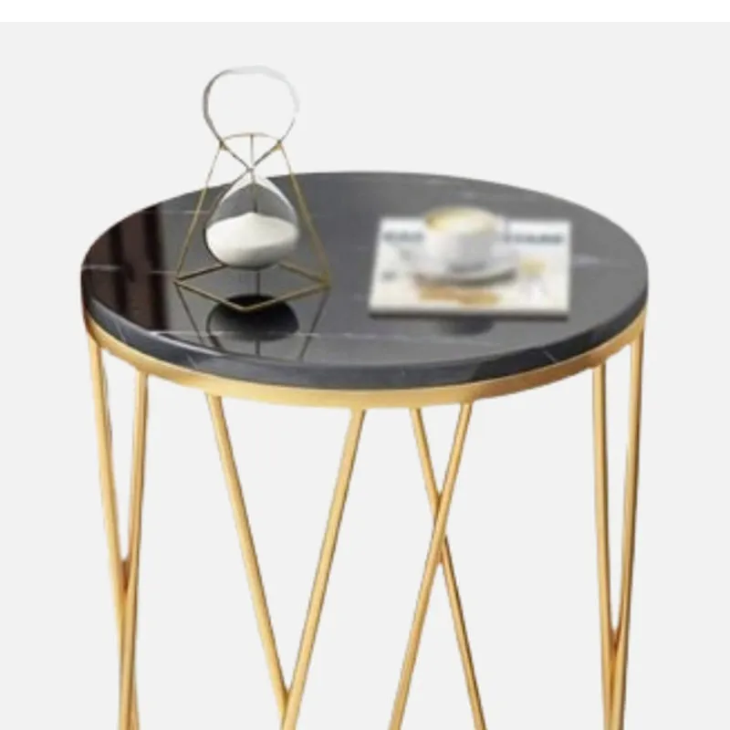 Onyx Drift Metal Accent Table with Marble Top media 4