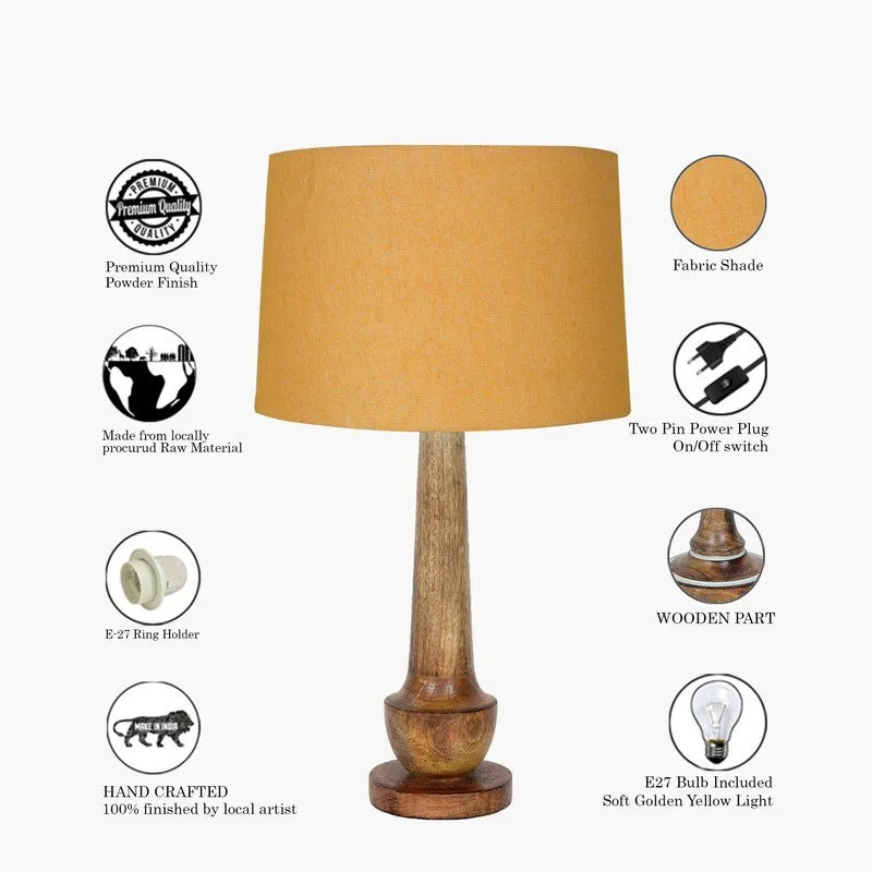 GlowEdge Adjus Wooden Table Lamp - Yellow,Brown media 6