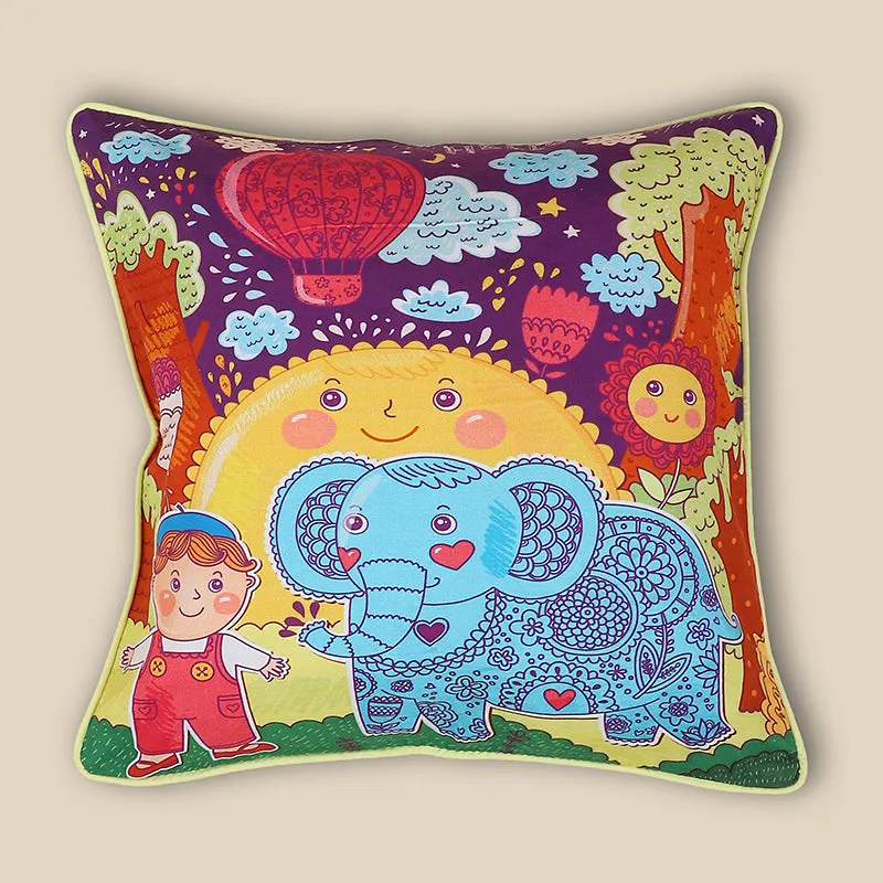 Swayam Nature Pals Printed Cotton Cushion Cover - Set Of Two media 3