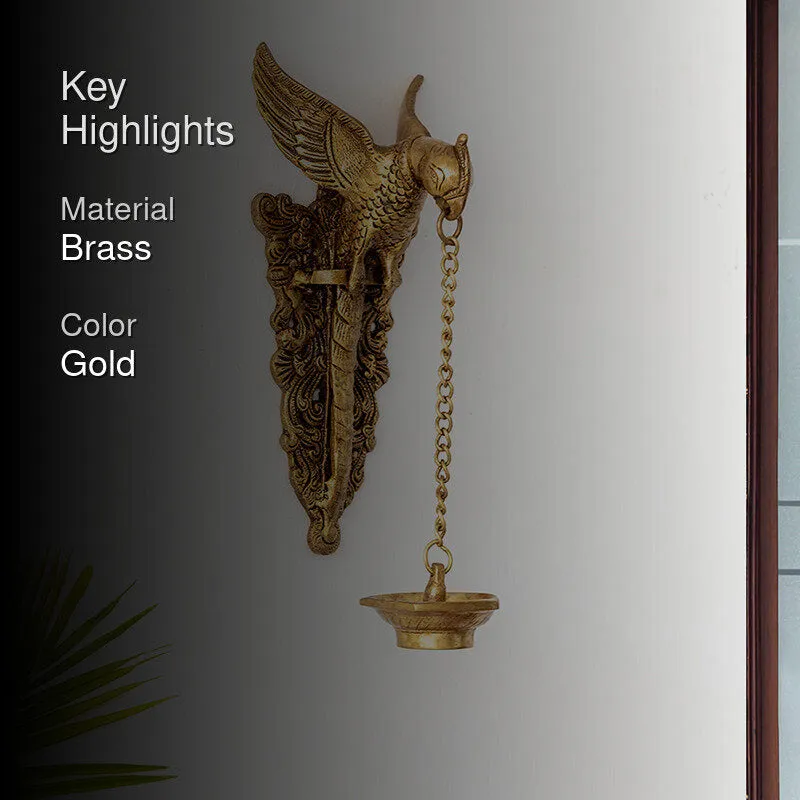 Aerolux Parrot Brass Hanging Diya - Gold media 2
