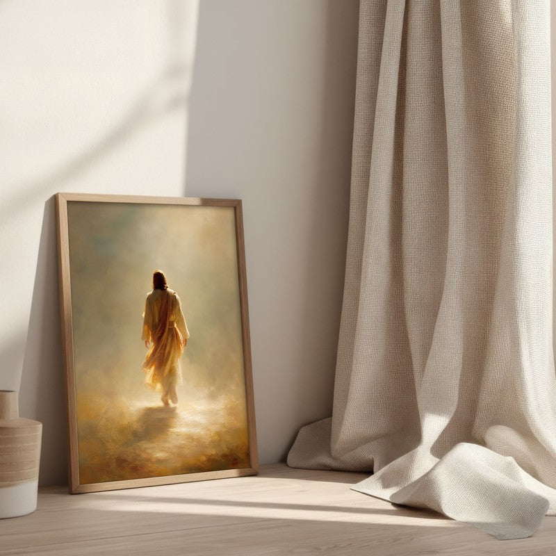 Divine Journey of Jesus Christ Archival Paper Wall Painting With Brown Frame media 3